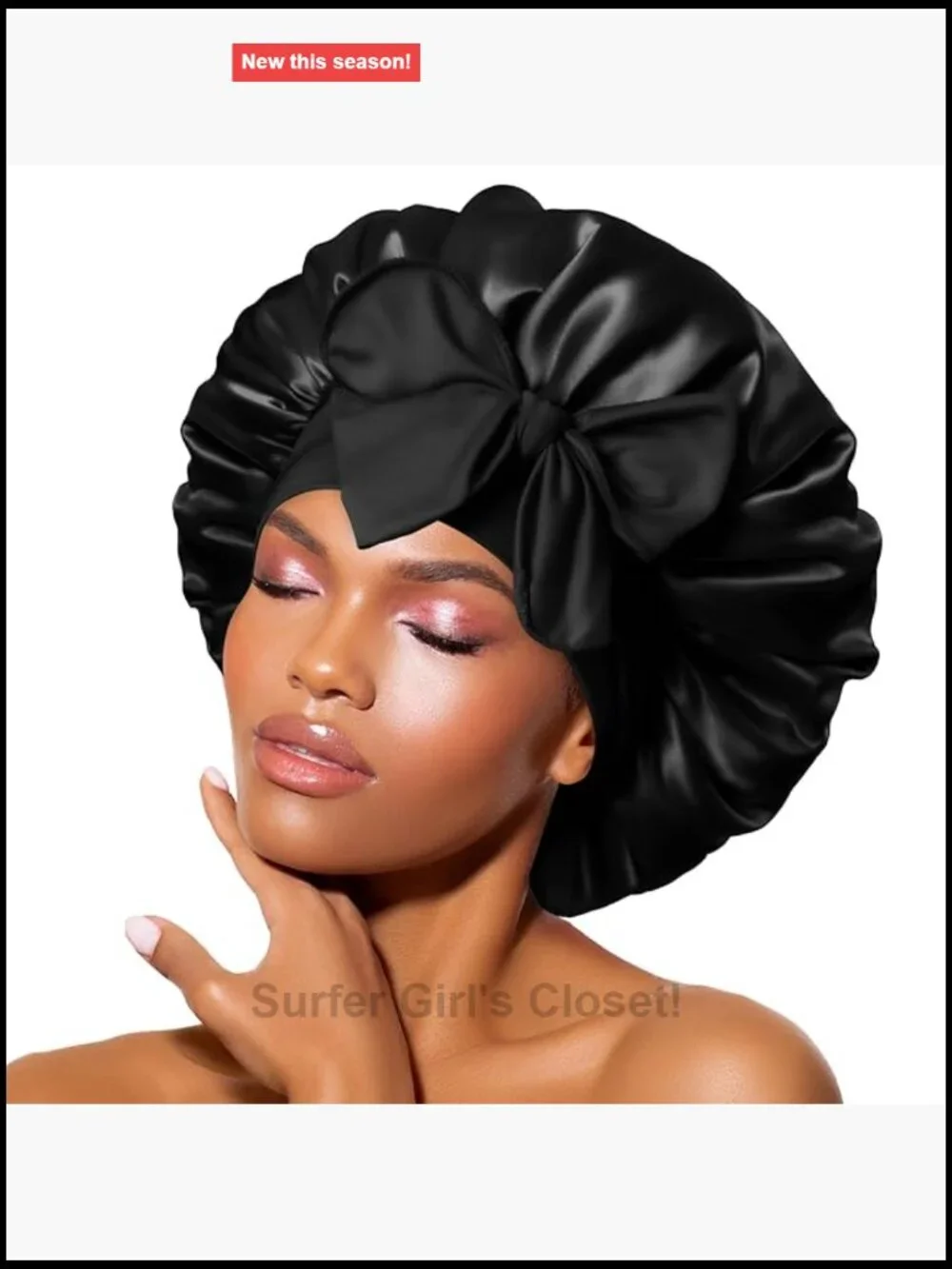 Double Layer Satin Bonnet for Sleeping Night Cap with Tie Band for Curly Hair